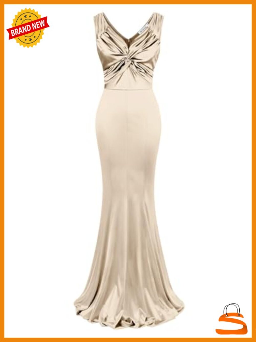 Vintage 1950s Sleeveless V-Neck Mermaid Hem Cocktail Gown